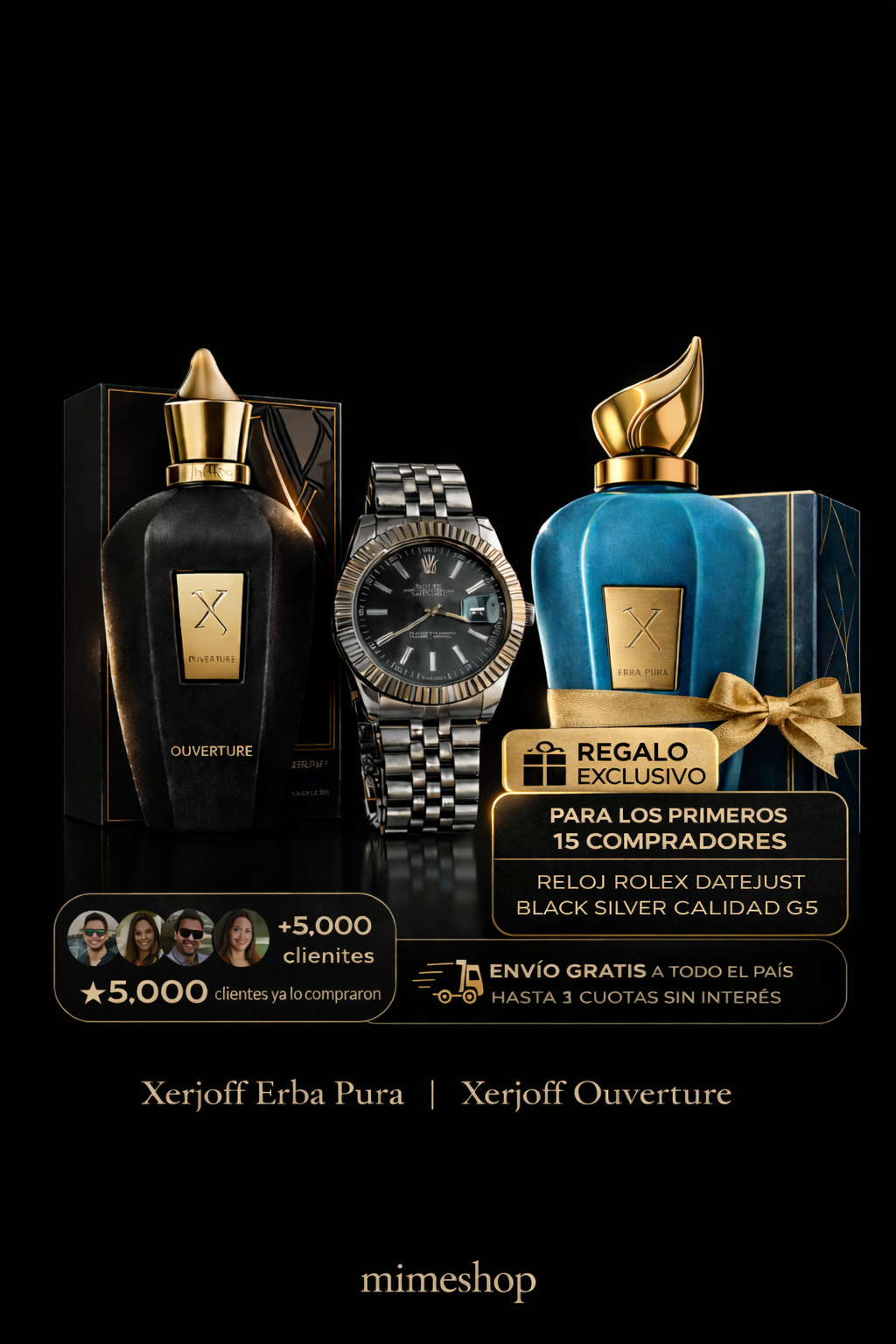 2x1 Xerjoff+ reloj rolex calidad g5 de regalo