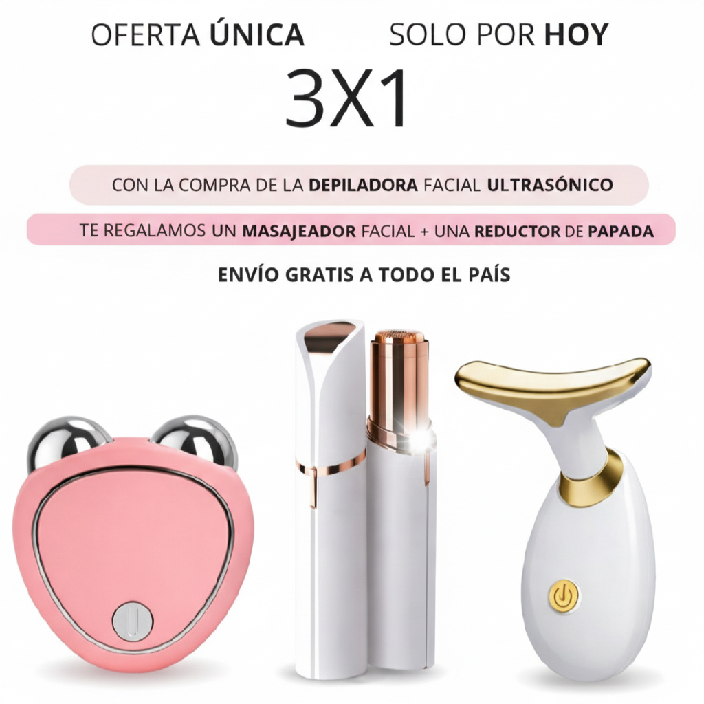3x1 Depiladora facial+masajeador facial y reductor de papada