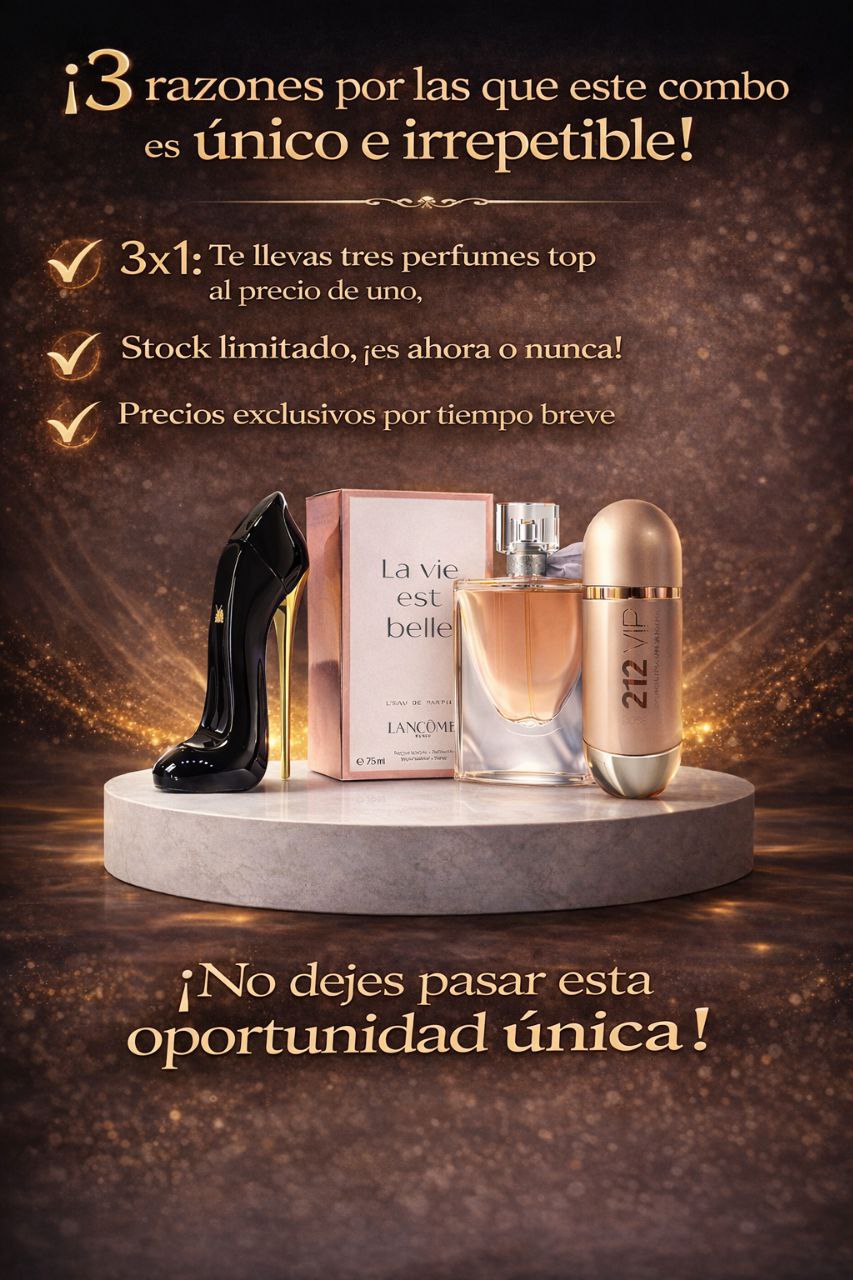 3X1 MAS VENDIDO:importados lancome paris,212 vip rose,good girl